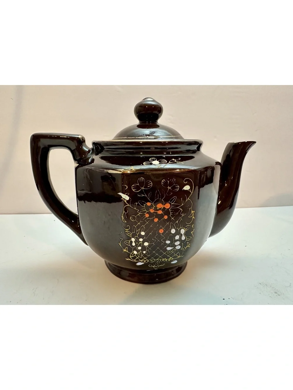 Vintage Japanese Moriage Redware Teapot/Pitcher Hand-Painted Set -